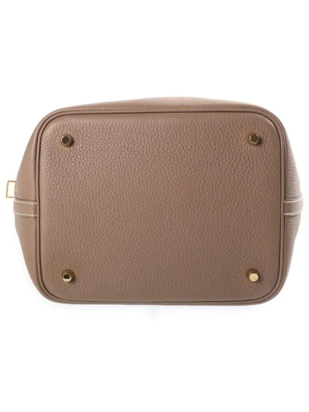 Hermes Picotin Lock MM Etoupe Taurillon Clemence Leather Handbag Gold Beige